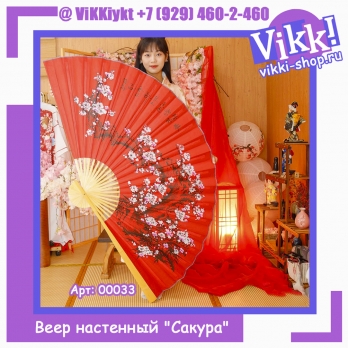 Веер красный настенный 